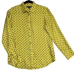 Banana Republic Yellow Polka Dot Button Down Shirt